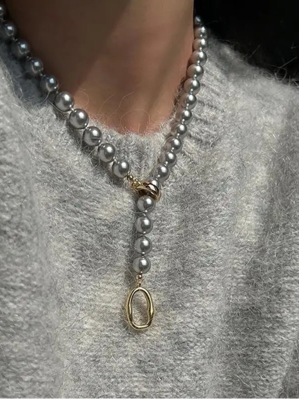 NWT Imitation Grey Pearl Necklace - Picture 1 of 4